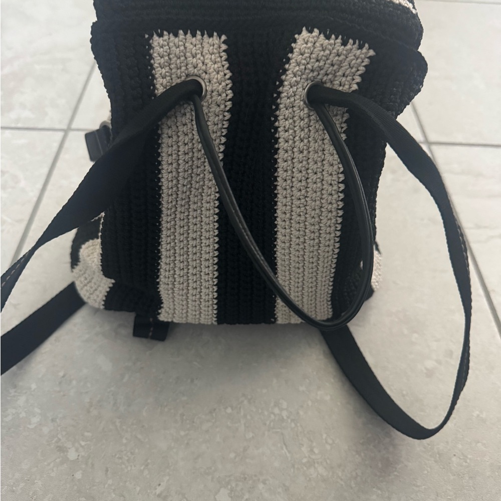 The Sak Black and White Striped Sayulita crochet Backpack - Picture 15 of 16